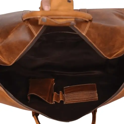 Men Brown Leather Duffle Bag