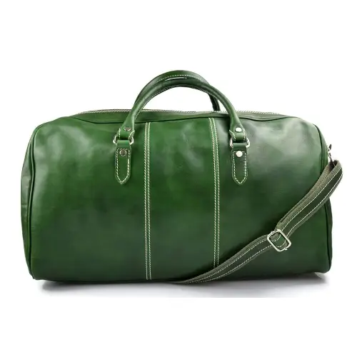 Genuine Leather Green Duffle Bag