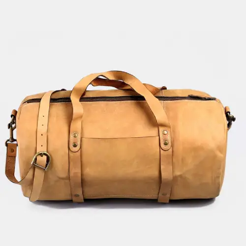 Luxury Leather Brown Duffle Bag